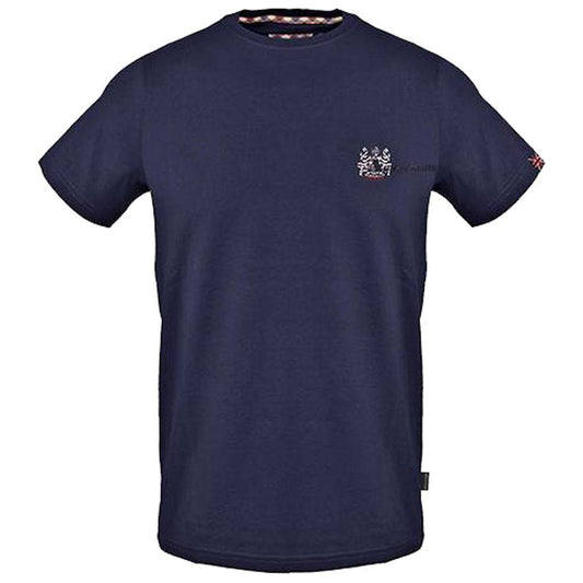 Aquascutum Blue Cotton Men T-Shirt Aquascutum Dark Slate Gray