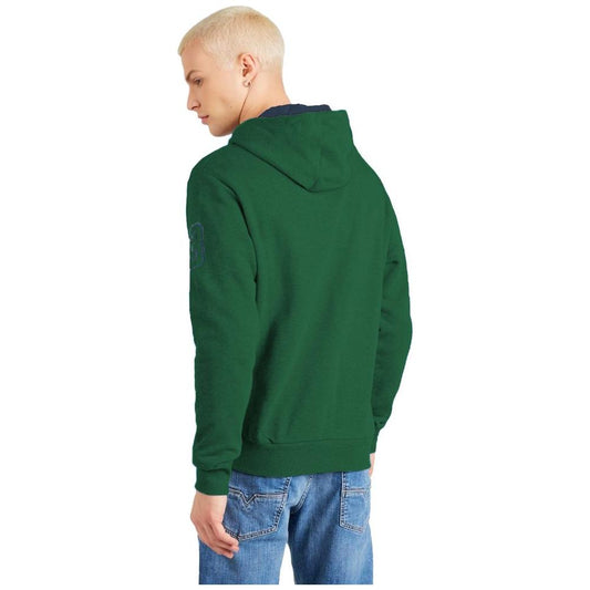 La Martina Elegant Green Hooded Cotton Sweatshirt LA-12565-3XL