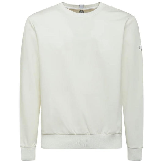 People Of Shibuya Chic White Tech Fabric Crewneck Sweater PE-12439-IT52 | XL