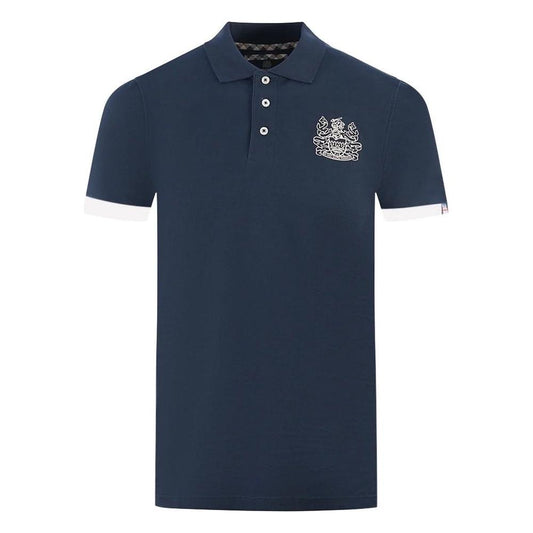 Aquascutum Elegant Cotton Polo with Contrast Logo Emblem Aquascutum Dark Slate Gray