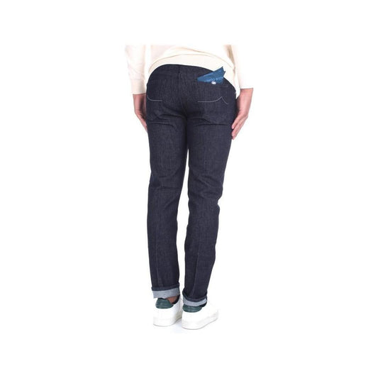 Jacob Cohen Sleek Slim Fit Designer Jeans with Leather Detail JA-7213-W32