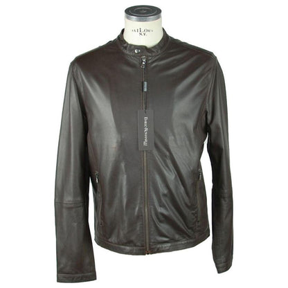Emilio Romanelli Brown Leather Men's Jacket