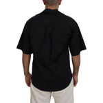 Dsquared² Black Cotton Collared Logo Print Short Sleeve Shirt