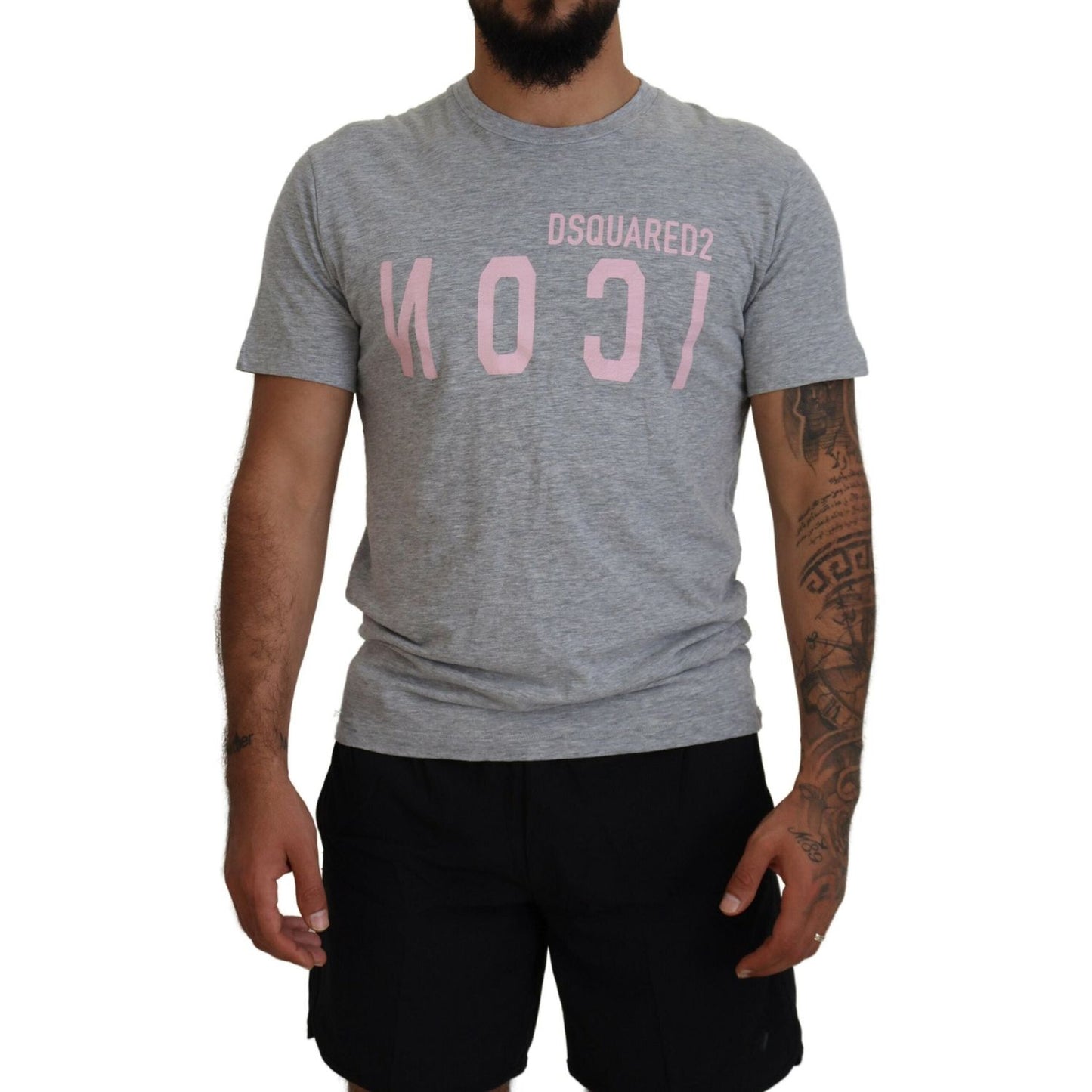 Dsquared² Gray Logo Cotton Short Sleeves Crewneck T-shirt