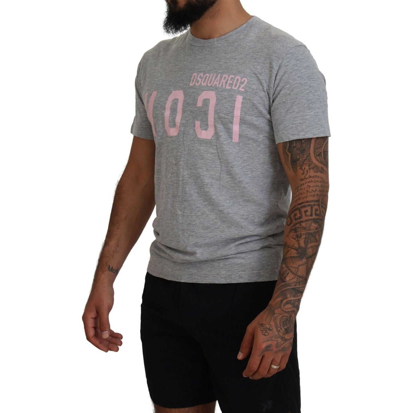 Dsquared² Gray Logo Cotton Short Sleeves Crewneck T-shirt