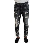 Dsquared² Gray Wash White Splash Print Skinny Denim Jeans