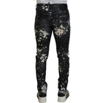 Dsquared² Black Washed White Color Splash Casual Denim Jeans