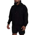 Dsquared² Black Cotton Hooded Printed Men Pullover Sweater