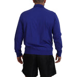 Dsquared² Blue Cotton Printed Collared Men Full Zip Sweater Dsquared² Midnight Blue