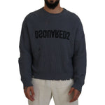 Dsquared² Gray Men Tattered Knitted Pullover Sweater