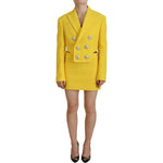 Dsquared² Yellow Double Breasted Mini Suit Blazer Skirt Set KOS2008-38