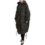 Dsquared² Green Hooded Full Zip Long Parka Coat Jacket