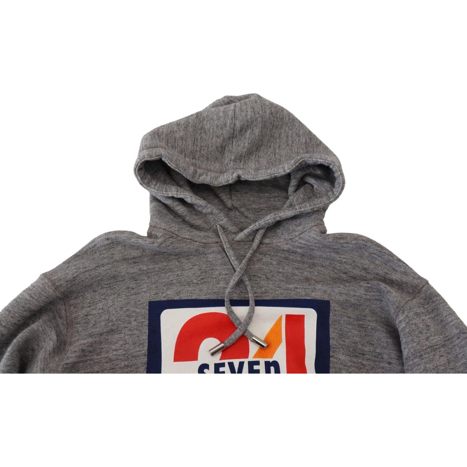 سويت شيرت بغطاء رأس من القطن بطبعة شعار Dsquared² باللون الرمادي