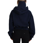 Dsquared² Blue Logo Print Hooded Cap Long Sleeve Sweater