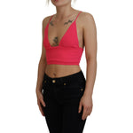 Dsquared² Pink Ribbed Knit Bra Cropped Spaghetti Strap Top TSH83417-38