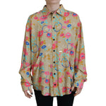 Dsquared² Beige Floral Collared Button Down Long Sleeves Shirt Dsquared² Rosy Brown