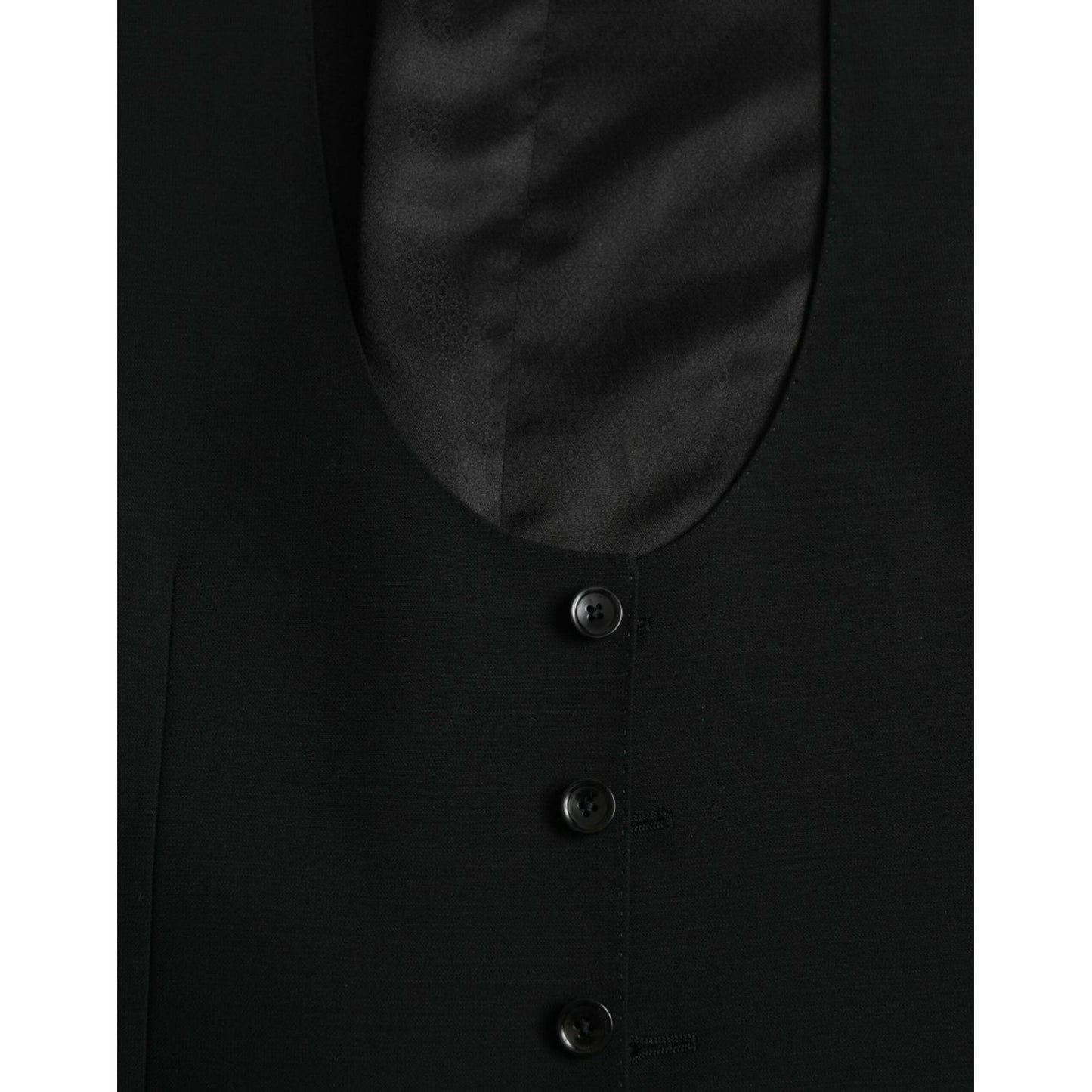 Dolce & Gabbana Black Wool Waistcoat Dress Formal Vest TSH851979-50