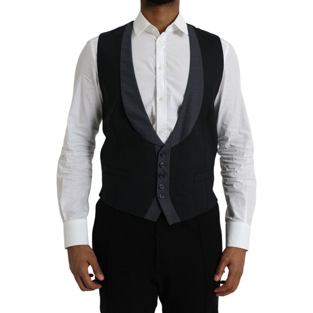 Dolce & Gabbana Black Wool Waistcoat Dress Formal Vest TSH851989-48