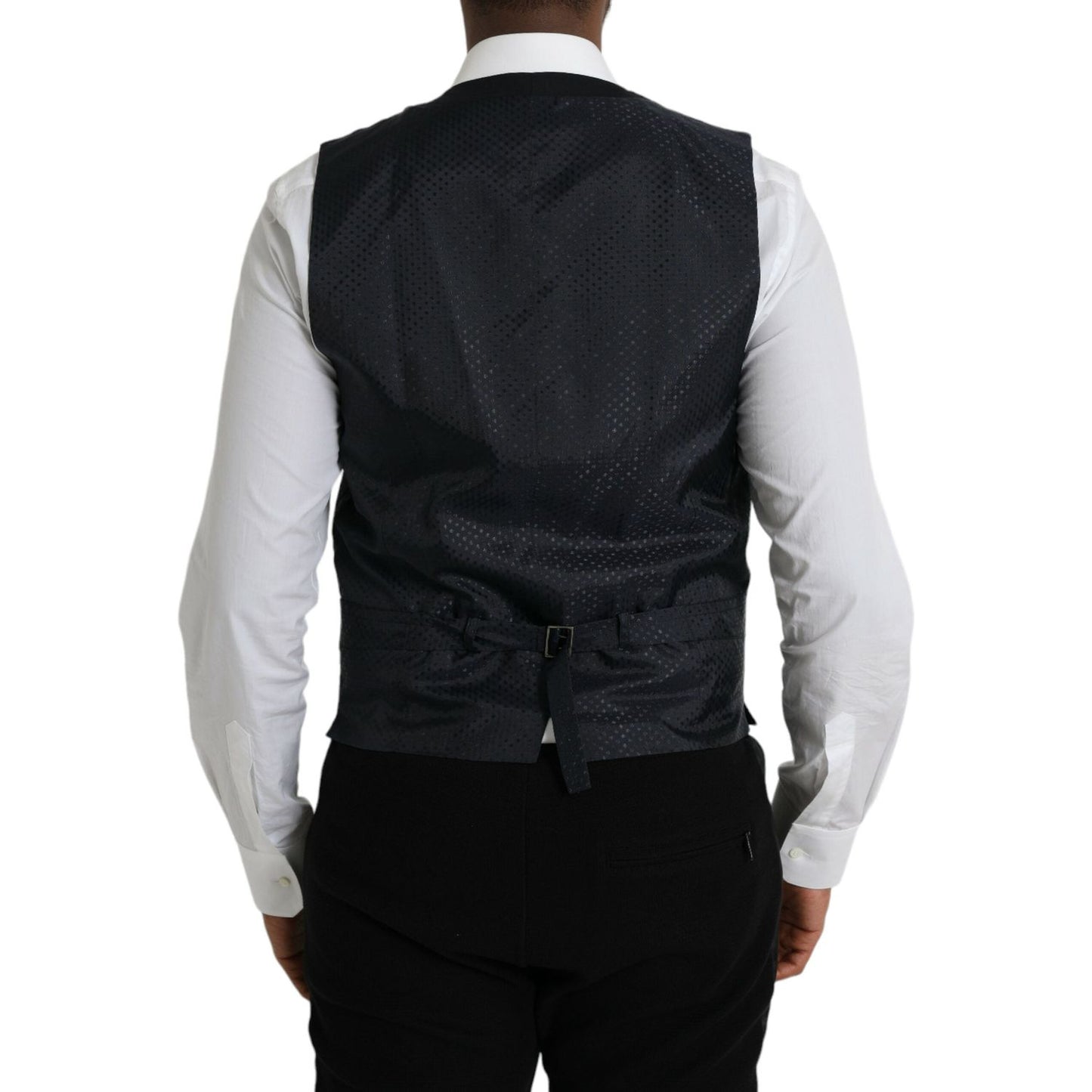 Dolce & Gabbana Black Wool Waistcoat Dress Formal Vest TSH851989-48