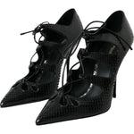 Dolce & Gabbana Black Python Leather Mary Jane Pumps Shoes LA10758-39