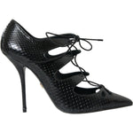 Dolce & Gabbana Black Python Leather Mary Jane Pumps Shoes LA10758-39