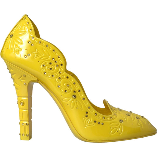 Dolce & Gabbana Yellow Crystal CINDERELLA Heels Pumps Shoes Dolce & Gabbana Goldenrod