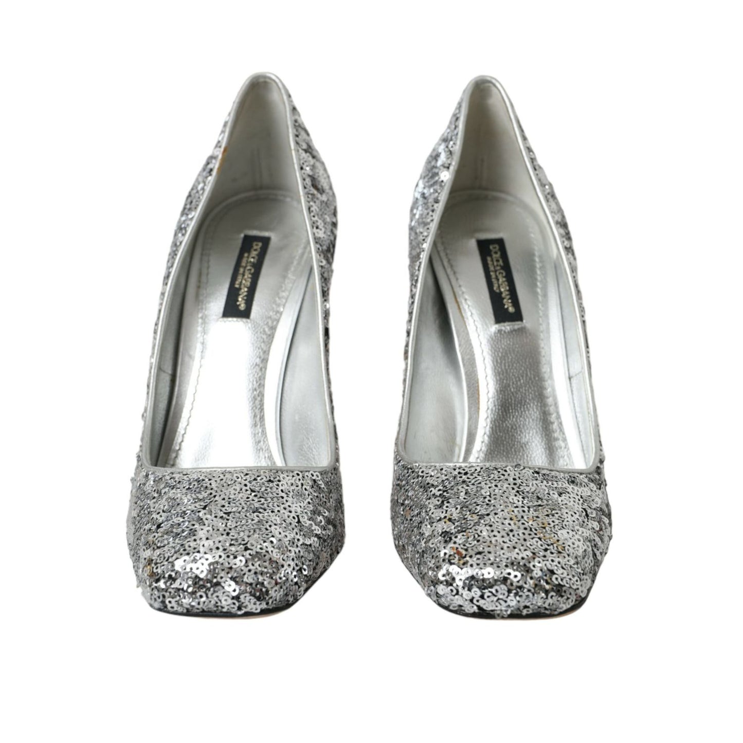 Dolce & Gabbana Silver Sequin Embellished Heels Pumps Shoes