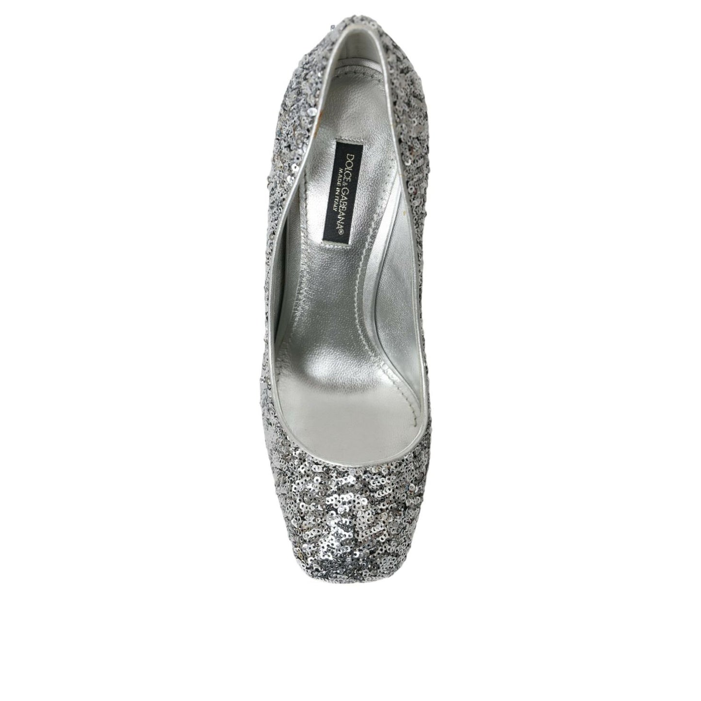 Dolce & Gabbana Silver Sequin Embellished Heels Pumps Shoes