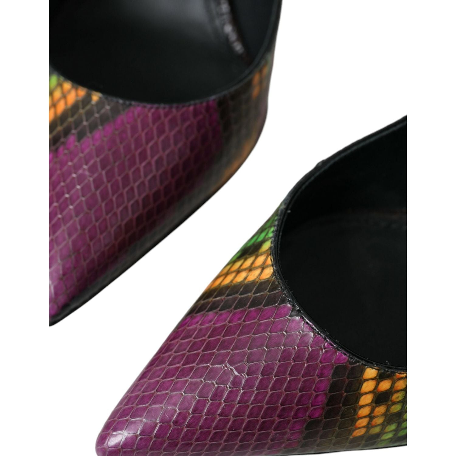 多色异域皮革高跟鞋