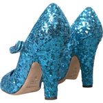 Dolce & Gabbana Blue Sequin Mary Jane Pumps High Heels Shoes Dolce & Gabbana Dark Slate Blue