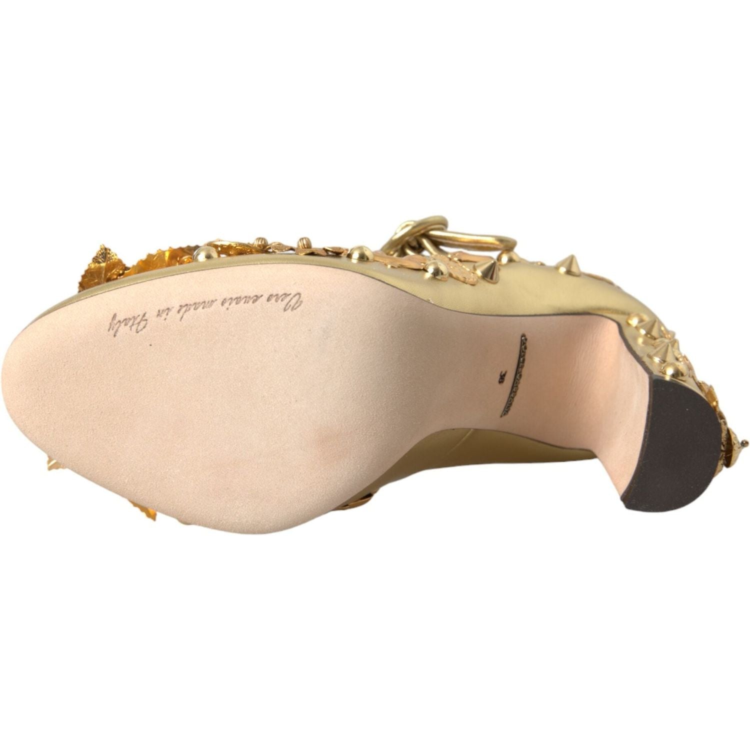 حذاء ماري جين الذهبي الجلدي من دولتشي آند غابانا