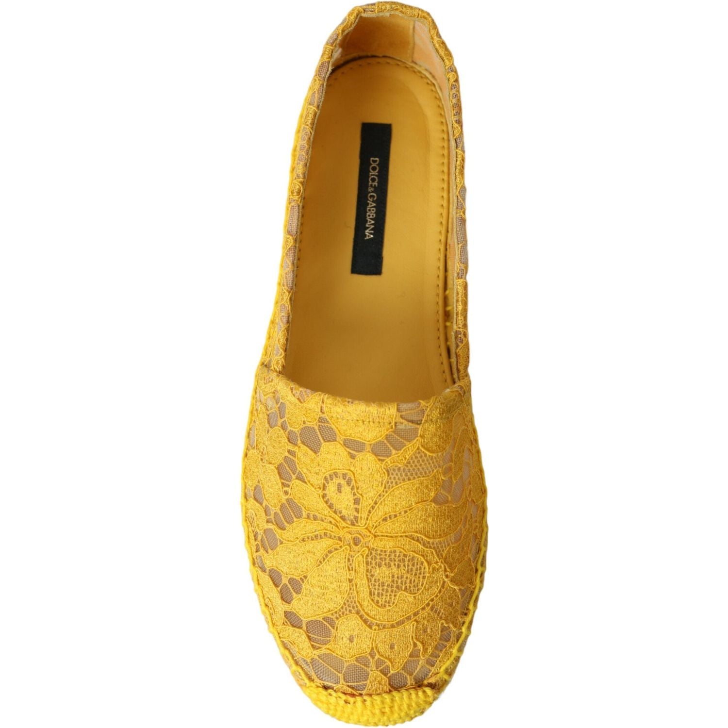 Dolce & Gabbana Yellow Taormina Lace Espadrille Loafers Flats Shoes