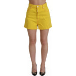Dsquared² Yellow Cotton High Waist Baggy Women Hotpants Shorts
