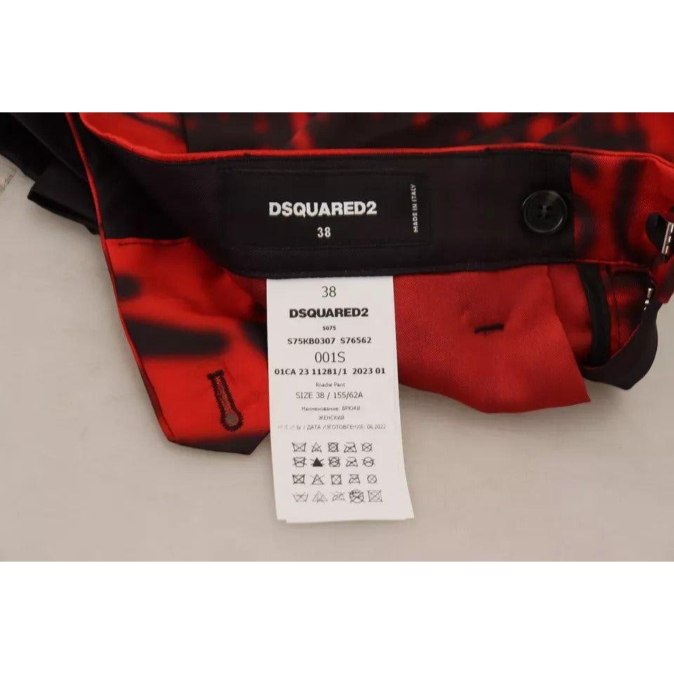 بنطلون مستقيم بخصر مرتفع مطبوع باللون الأحمر من Dsquared²