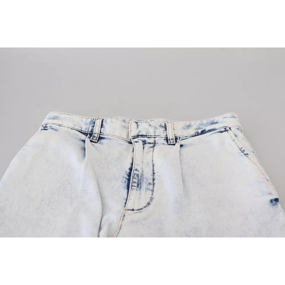 Dsquared² Light Blue Cotton High Waist Straight Denim Jeans