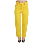 Dsquared² Yellow Cotton High Waist Straight Denim Boston Jeans