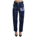 Dsquared² Blue Icon High Waist Straight Denim Boston Jeans PAN74504-38