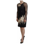 Dsquared² Black Tie Dye Mesh Long Sleeves Cotton Shift Dress DR28911-38
