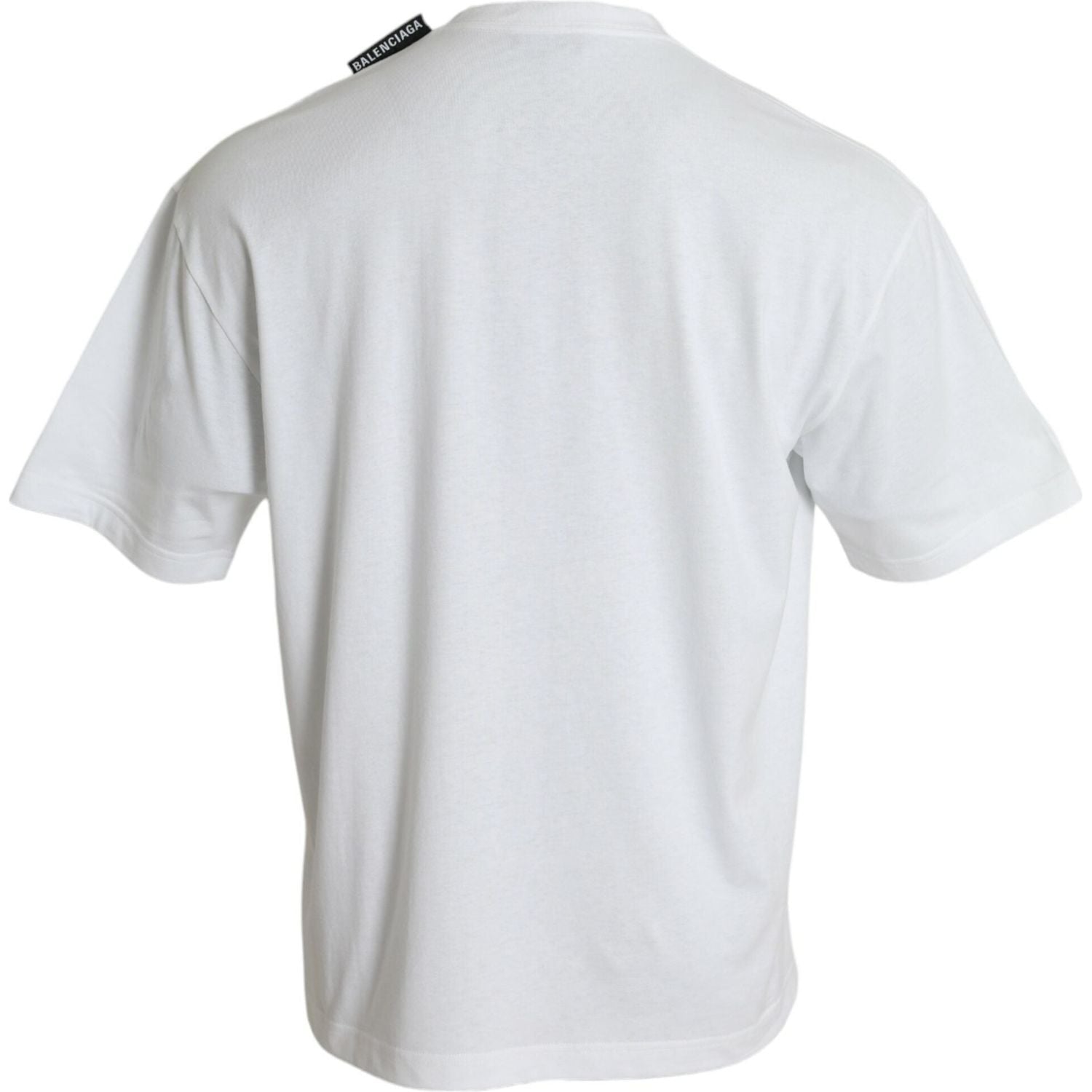 تي شيرت Balenciaga من القطن باللون الأبيض الفاتح بياقة دائرية