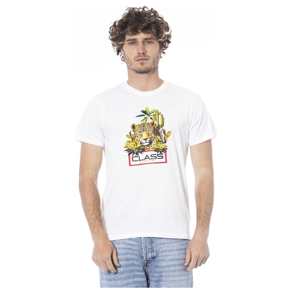 Cavalli Class White Cotton Men T-Shirt
