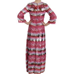 Dolce & Gabbana Pink Floral Sequined Crystal Gown Dress