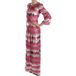 Dolce & Gabbana Pink Floral Sequined Crystal Gown Dress