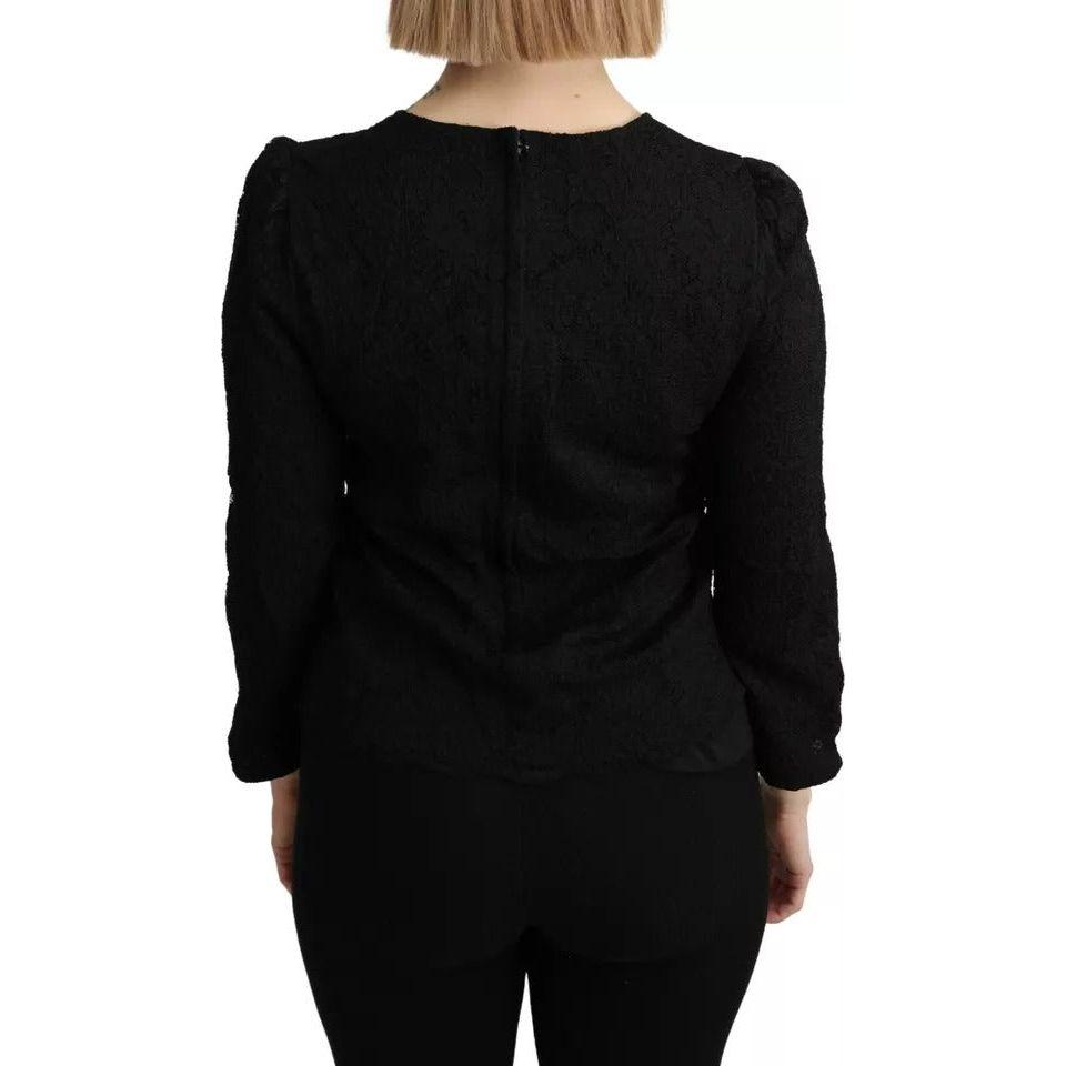 Dolce & Gabbana Black Lace Long Sleeves Blouse STAFF Top