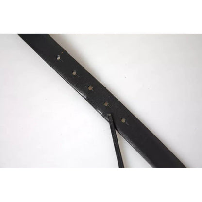 Dolce & Gabbana Black Leather Silver Metal Buckle Men Belt