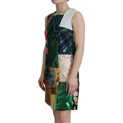 Dolce & Gabbana Multicolor Jacquard Patchwork Shift Mini Dress
