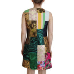 Dolce & Gabbana Multicolor Jacquard Patchwork Shift Mini Dress DR28784-40