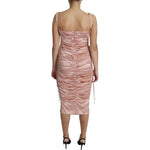 Dolce & Gabbana Pink Spaghetti Strap Bodycon Midi Dress