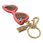 Dolce & Gabbana Red Leather Crystal Sunglasses Gold Metal Keyring Keychain Dolce & Gabbana Rosy Brown