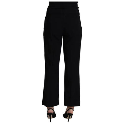 Dolce & Gabbana Black Wool Stretch Cropped Capri Trouser Pants