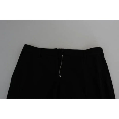 Dolce & Gabbana Black Wool Stretch Cropped Capri Trouser Pants